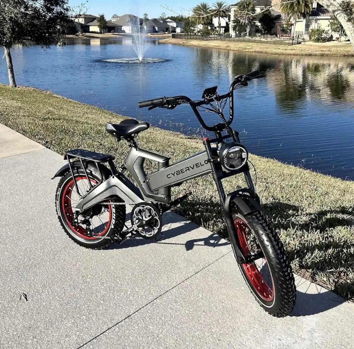 Fat‑tire e‑bike on a hard‑packed beach path